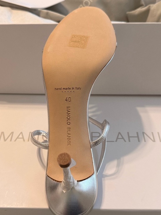 Manolo Blahnik Shoes - Manolo Blahnik Silver Metallic Strappy Stiletto Sandals